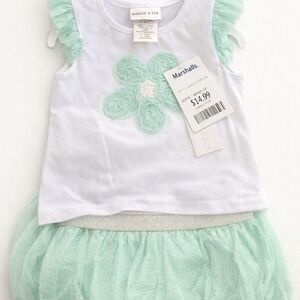Maggie & Zoe Mint Flower Tulle Dress Set for Kids